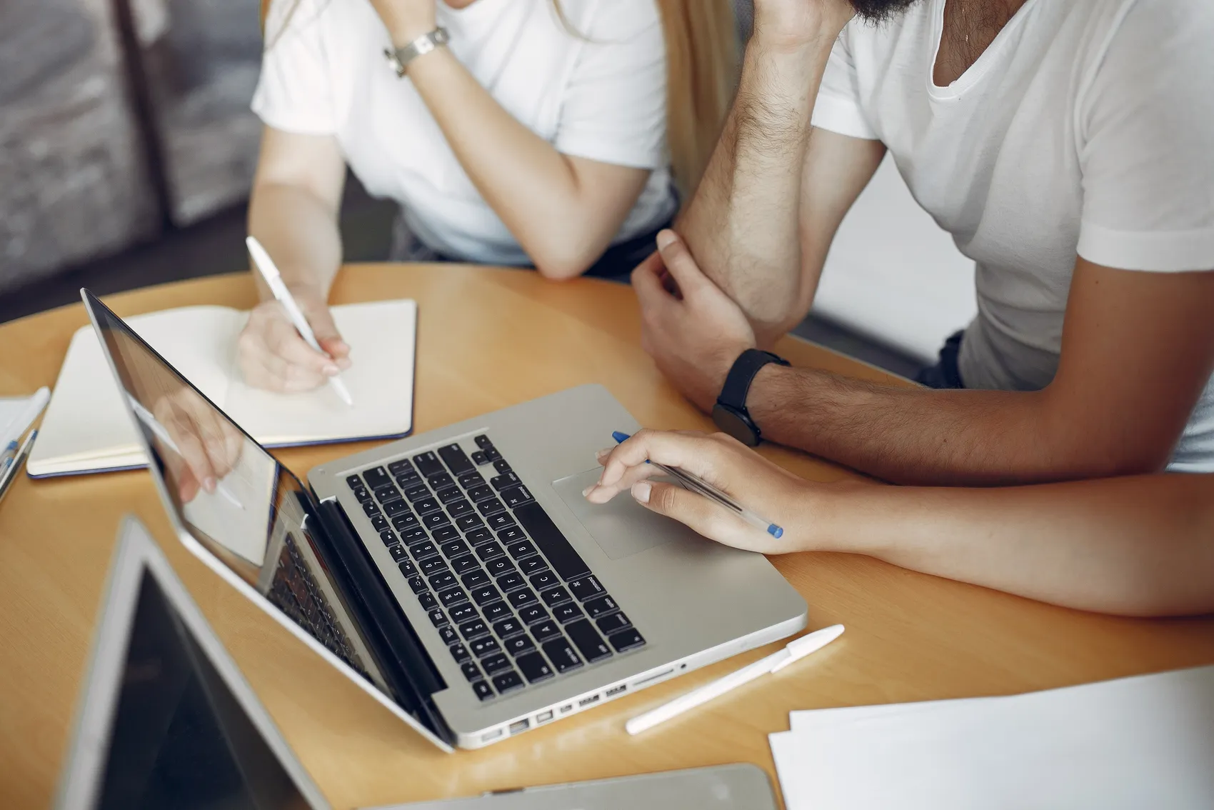 Young Team Working Together Use Laptop